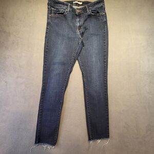 Levis 711 Pants Womens Sz 31 Skinny Jeans Distressed Comfort Stretch Raw Hem